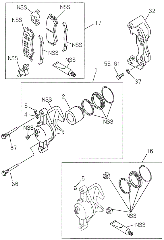 CHASSIS/FRONT DISK BRAKE CALIPER (1) for 2000 Honda PASSPORT #1