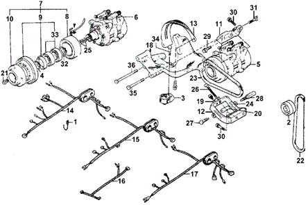 BODY / AIR CONDITIONING/A/C COMPRESSOR - CLUTCH - WIRE HARNESS for 1977 Honda ACCORD HATCHBACK #1