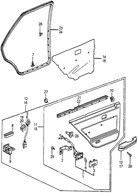 INTERIOR / BUMPER/REAR DOOR LINING 4DR for 1982 Honda ACCORD SEDAN #1
