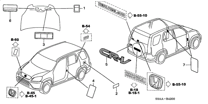INTERIOR / BUMPER/EMBLEMS - CAUTION LABELS for 2006 Honda CR-V #1