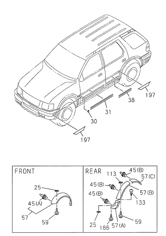INTERIOR / BUMPER/MOLDING (OVER FENDER) for 2000 Honda PASSPORT #1