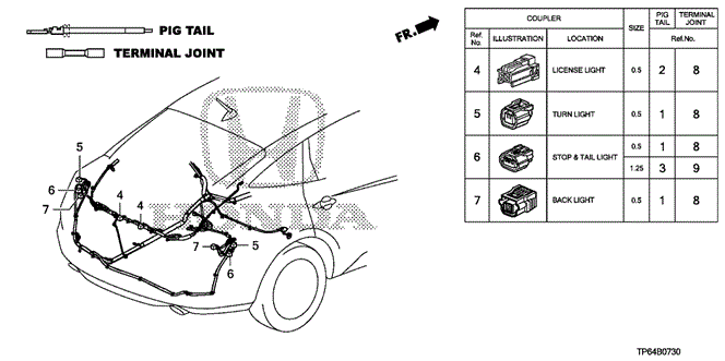 ELECTRICAL / EXHAUST / HEATER / FUEL/ELECTRICAL CONNECTORS (RR.) for 2012 Honda CROSSTOUR #1