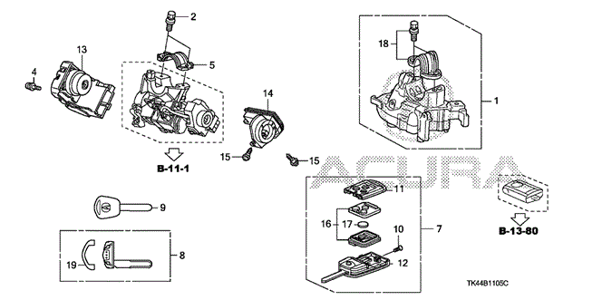 TL KEY CYLINDER COMPONENTS
