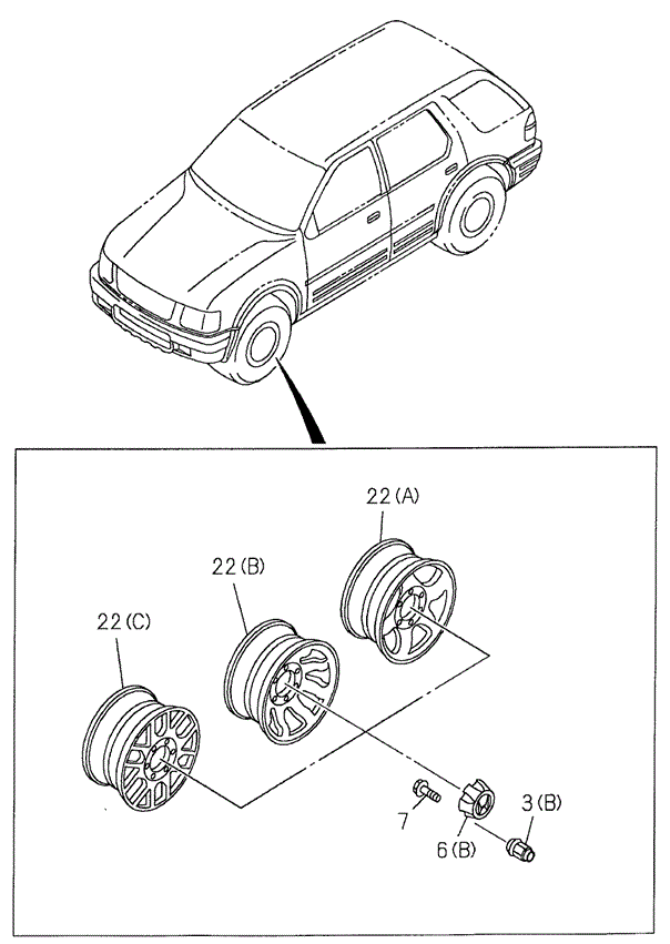 CHASSIS/WHEELS (ALUMINUM) for 2000 Honda PASSPORT #1