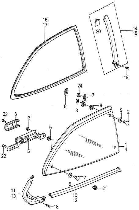 BODY / AIR CONDITIONING/QUARTER WINDOW for 1980 Honda ACCORD HATCHBACK #1