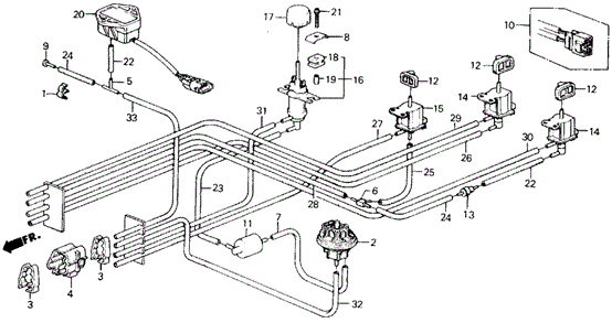 ELECTRICAL / EXHAUST / HEATER / FUEL/AIR CLEANER VACUUM TUBING (PGM-FI) ('88) for 1988 Honda ACCORD COUPE #1
