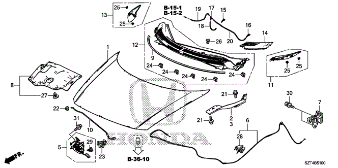 BODY / AIR CONDITIONING/ENGINE HOOD for 2011 Honda CR-Z #1