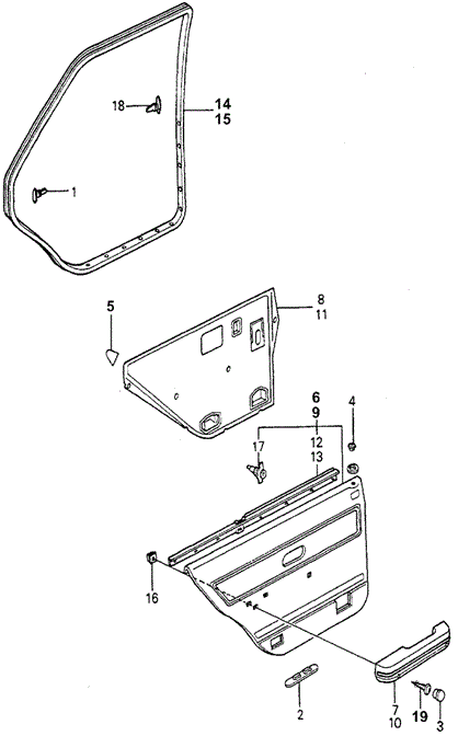INTERIOR / BUMPER/REAR DOOR LINING for 1979 Honda ACCORD SEDAN #1