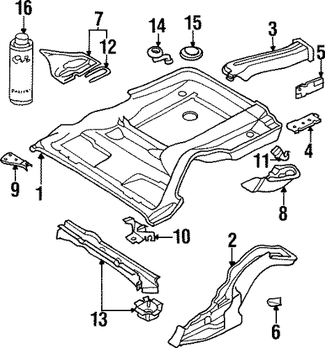 Cabriolet REAR FLOOR & RAILS