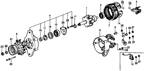 ENGINE/ALTERNATOR COMPONENTS for 1977 Honda CIVIC HATCHBACK #1