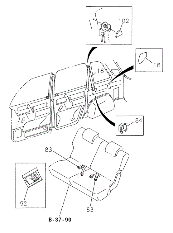 INTERIOR / BUMPER/SEAT BELT (RR.) for 1998 Acura SLX #1