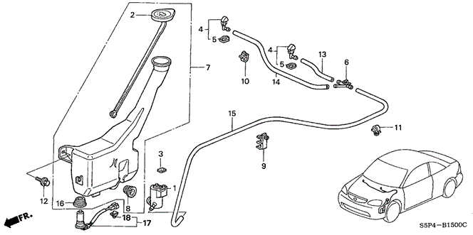 CIVIC COUPE WINDSHIELD WASHER (-'03)