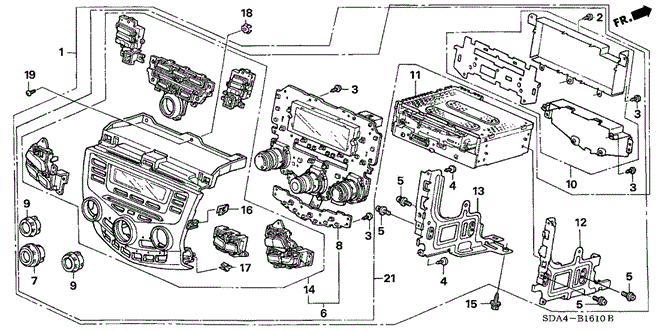 ELECTRICAL / EXHAUST / HEATER / FUEL/CENTER MODULE (ALPINE) (EXCEPT AUTO A/C) for 2003 Honda ACCORD SEDAN #1