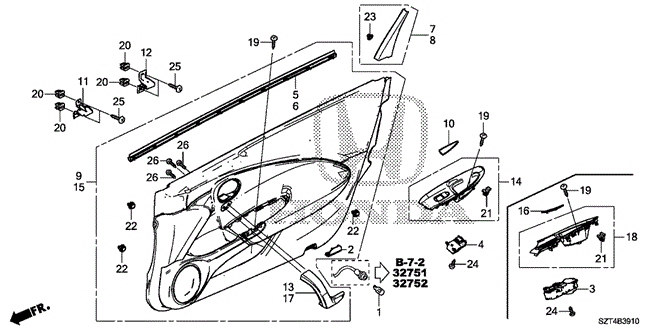 INTERIOR / BUMPER/FRONT DOOR LINING for 2011 Honda CR-Z #1