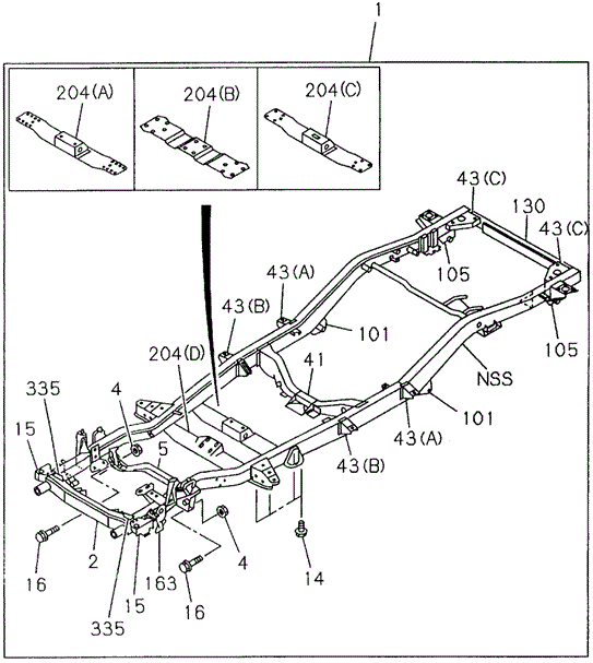 CHASSIS/FRAME for 1996 Honda PASSPORT #1