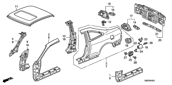 BODY / AIR CONDITIONING/OUTER PANEL (PLASMA STYLE PANEL) for 1998 Honda ACCORD COUPE #1