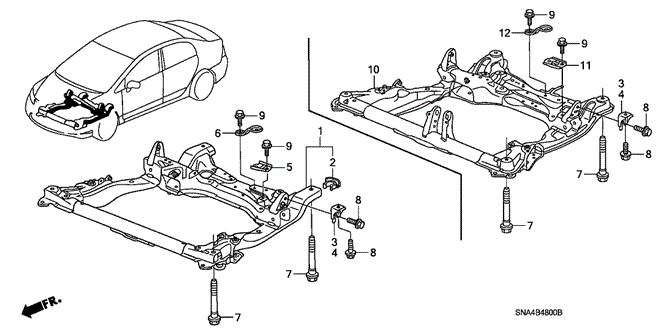BODY / AIR CONDITIONING/FRONT SUB FRAME for 2006 Honda CIVIC SEDAN #1