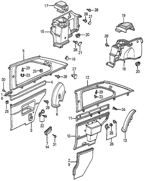 INTERIOR / BUMPER/INTERIOR LINING(3DOOR) 3DR for 1982 Honda ACCORD HATCHBACK #1