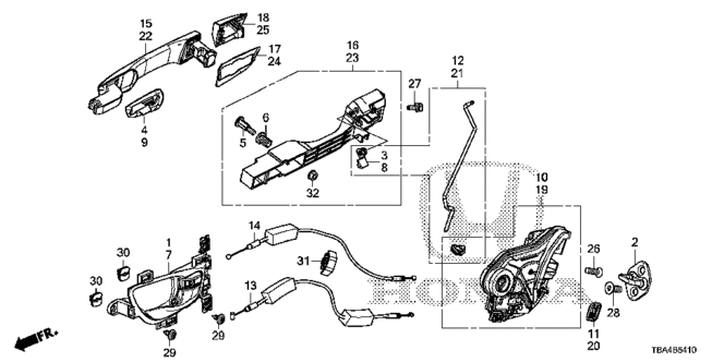 CIVIC SEDAN REAR DOOR LOCKS - OUTER HANDLE