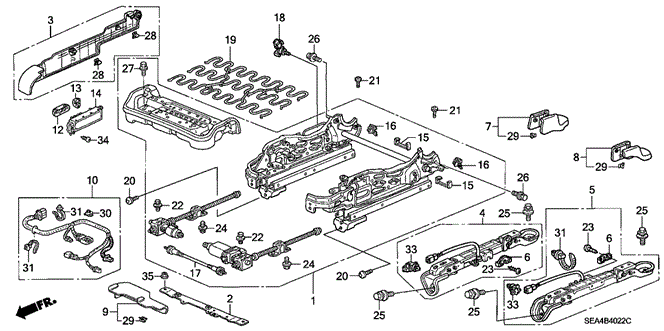 TSX SEDAN FRONT SEAT COMPONENTS (R.) (4WAY POWER SEAT) (2)