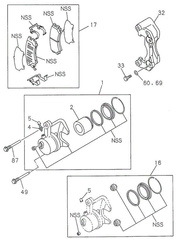 CHASSIS/FRONT DISK BRAKE CALIPER for 1998 Acura SLX #1