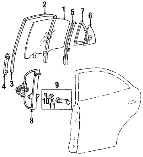 Accent GLASS - REAR DOOR