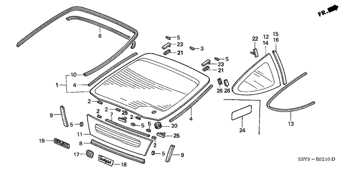 BODY / AIR CONDITIONING/REAR WINDSHIELD - QUARTER WINDOW for 2002 Honda INSIGHT #1
