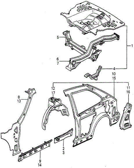 BODY / AIR CONDITIONING/BODY STRUCTURE COMPONENTS (4) for 1980 Honda ACCORD HATCHBACK #1