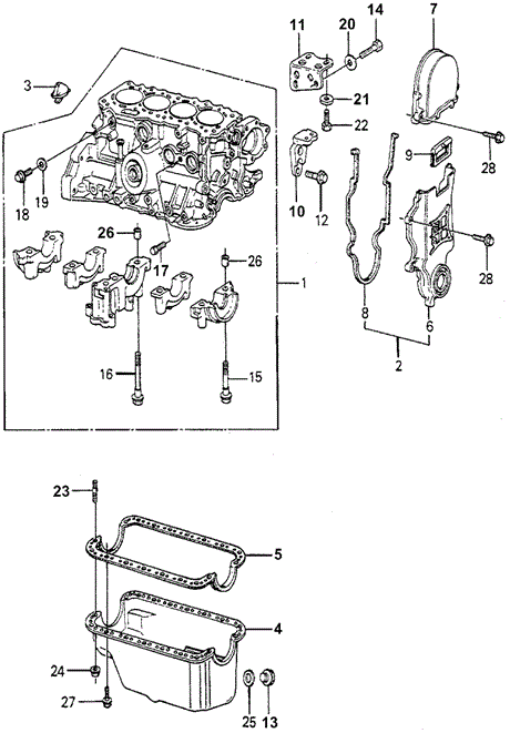 ENGINE/CYLINDER BLOCK - OIL PAN for 1980 Honda ACCORD HATCHBACK #1