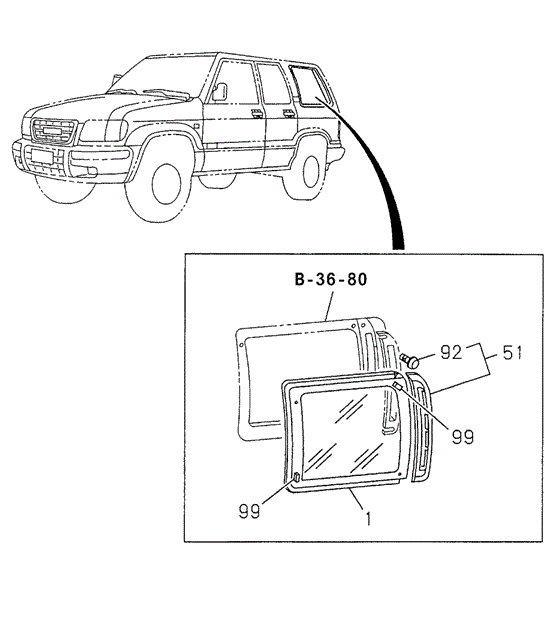 BODY / AIR CONDITIONING/QUARTER GLASS for 1998 Acura SLX #1