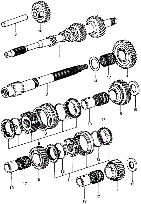 TRANSMISSION - MANUAL/MT TRANSMISSION GEARS for 1973 Honda CIVIC 1200 COUPE #1