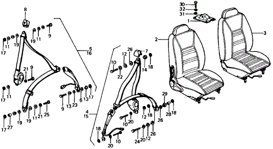 INTERIOR / BUMPER/FRONT SEAT - SEAT BELT for 1977 Honda CIVIC HATCHBACK #1