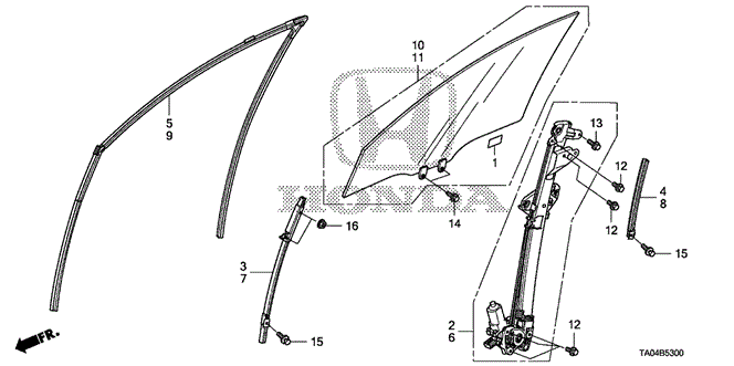 ACCORD SEDAN FRONT DOOR GLASS  - REGULATOR