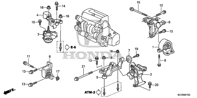 BODY / AIR CONDITIONING/ENGINE MOUNTS (4WD) for 2011 Honda ELEMENT #1