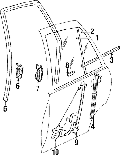 Catera GLASS - REAR DOOR