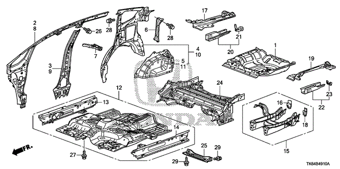 BODY / AIR CONDITIONING/FLOOR - INNER PANEL for 2010 Honda FIT #1