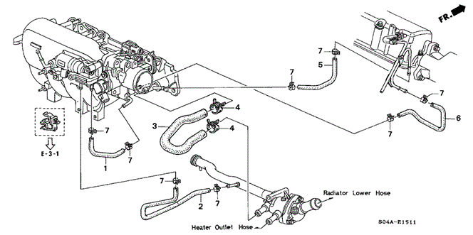 ENGINE/WATER HOSE (2) for 2000 Honda CIVIC SEDAN #1