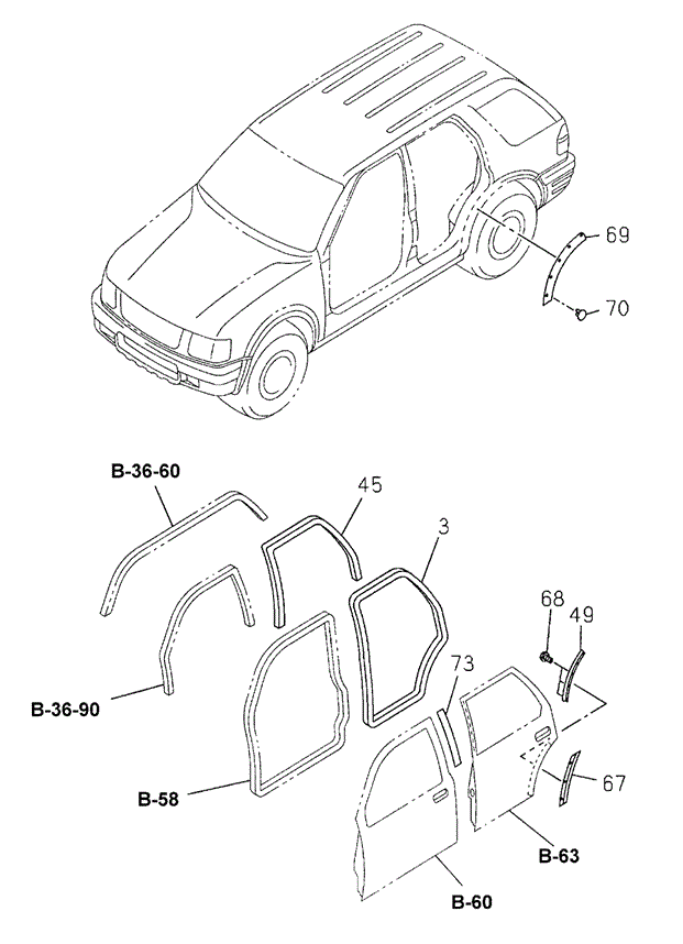 SEAL DOOR (L) - 2002 Honda PASSPORT (8972244332) SEAL DOOR (L) - 2002 Honda PASSPORT (8972244332)