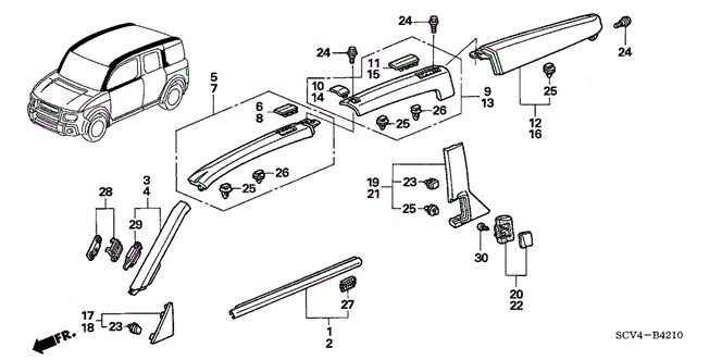 INTERIOR / BUMPER/MOLDING - ROOF GARNISH for 2003 Honda ELEMENT #1