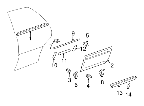 RX300 EXTERIOR TRIM - REAR DOOR