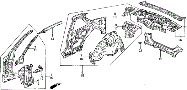 1991 Honda PRELUDE BULKHEAD, RR. (LOWER) - (65537SF1010ZZ) 1991 Honda PRELUDE BULKHEAD, RR. (LOWER) - (65537SF1010ZZ)