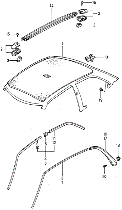 INTERIOR / BUMPER/HEADLINER TRIM for 1979 Honda ACCORD SEDAN #1