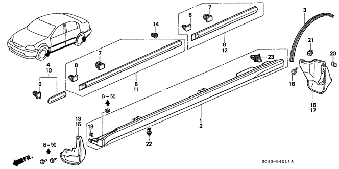 INTERIOR / BUMPER/PROTECTOR for 1996 Honda CIVIC SEDAN #1