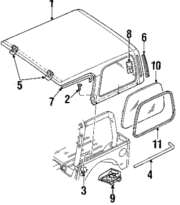 6035627 Деталь HARD TOP RETAINER SCREW JEEP WRANGLER 97