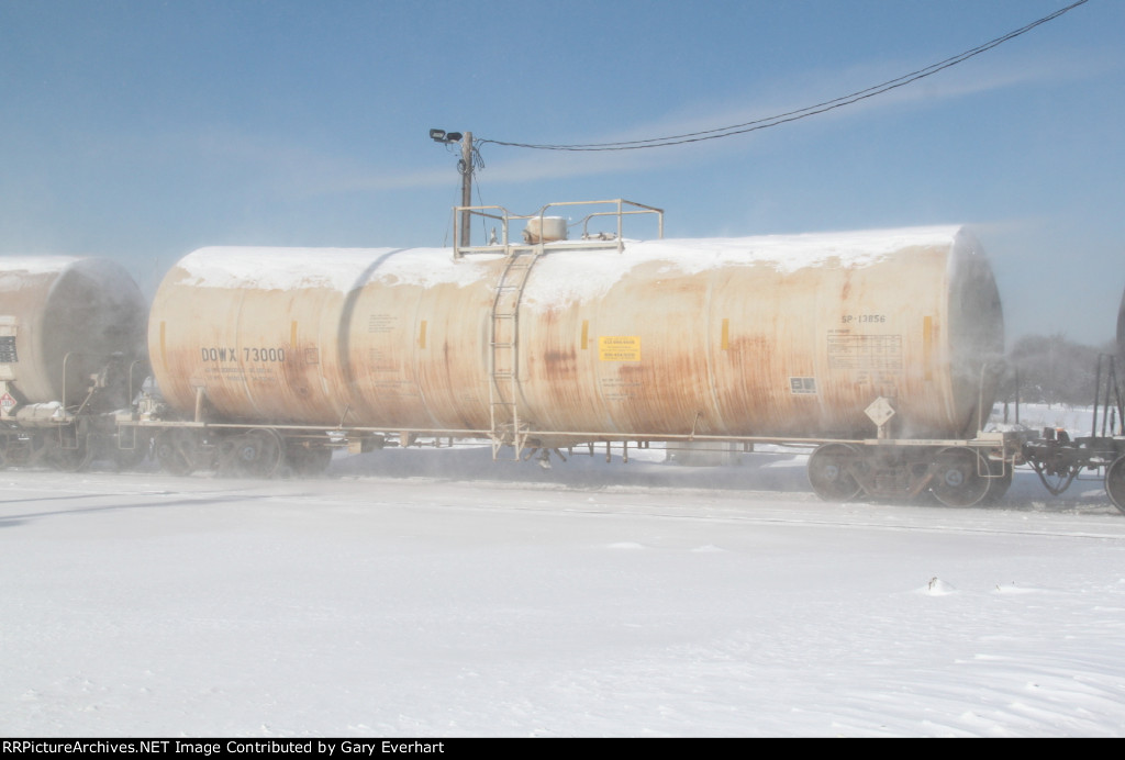 Frosty Dow Chemical tanker on "invisible rails"