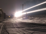 NS eastbound in the snow at night