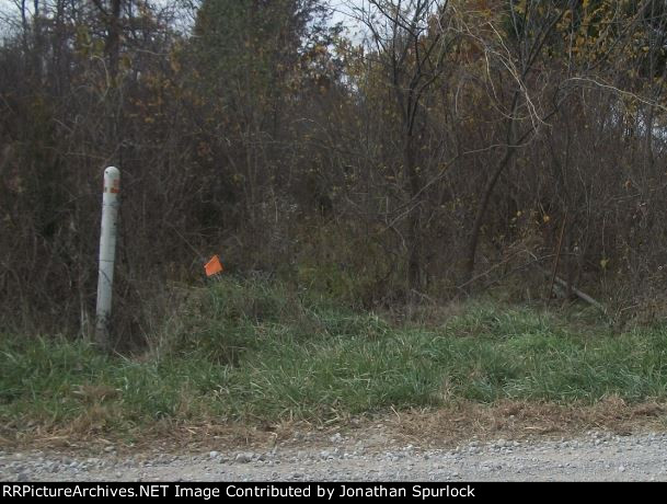 Ex-RI ROW, looking west, at Swisher Road, 