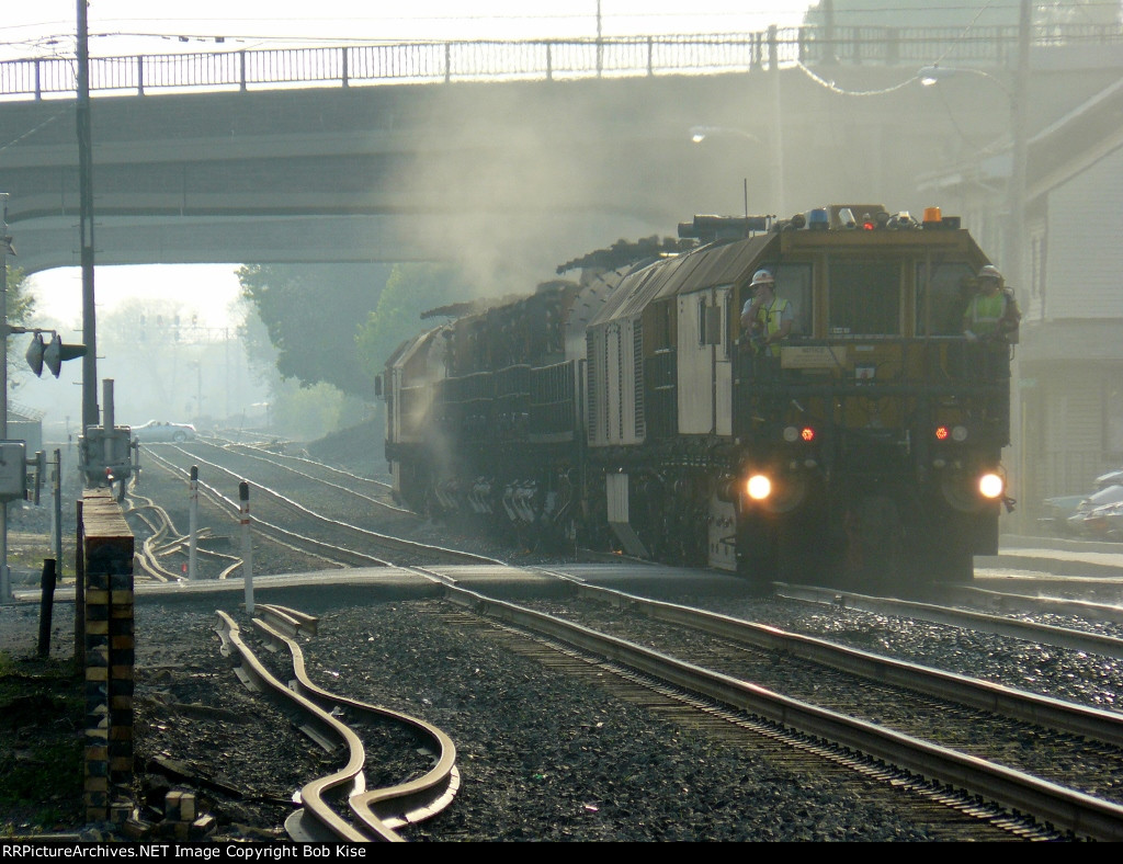 The Loram rail-grinder westbound