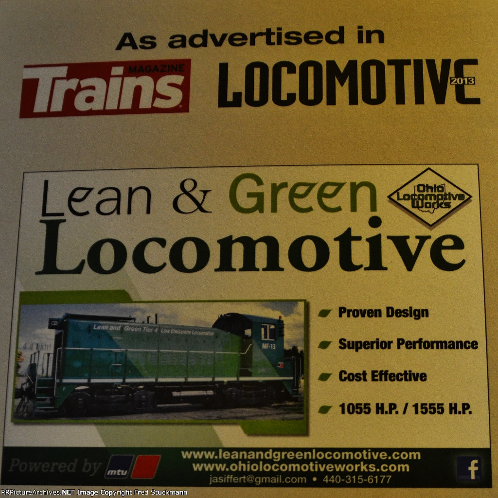 I've had the privilege of having my shots used for ads by OLW & MTU in Trains Magazine.