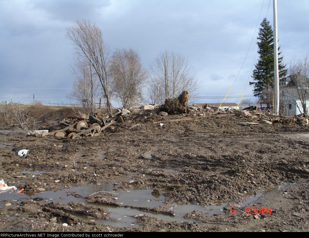 Axles & Trucks amongst the debris (looking towards Rte. #11)